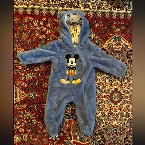 Mickey Mouse Disney Blue Fuzzy Onesie.